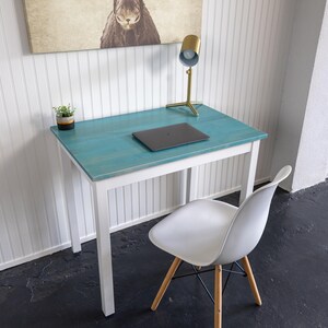 Aqua Maple Desk: "The Wren" - Solid Wood Writing Desk, Minimalist Home Office image 3