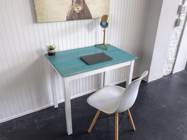 Aqua Maple Desk: "The Wren" - Solid Wood Writing Desk, Minimalist Home Office image 3