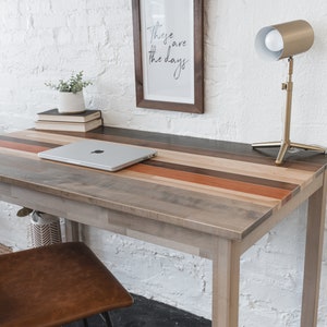 Solid Wood Desk The Quillton Modern Farmhouse Style Laptop Table Computer Desk Sustainably Sourced North American Hardwood image 2