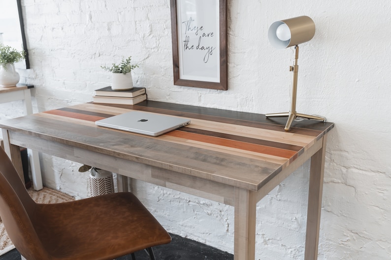 Solid Wood Desk The Quillton Modern Farmhouse Style Laptop Table Computer Desk Sustainably Sourced North American Hardwood image 2