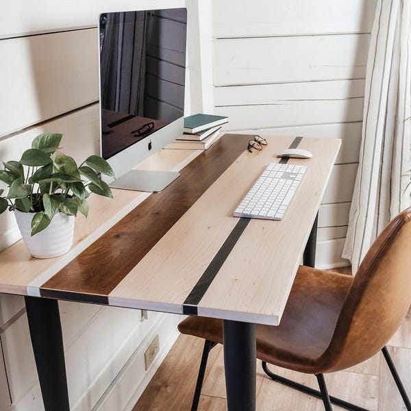 Solid Maple Desk: "The Lindsey" Modern Farmhouse Home Office Desk
