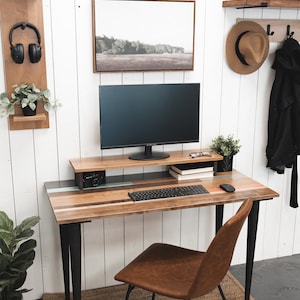 Solid Wood Desk The Jessiah Industrial Modern Design Made In The USA I Customizable Colors zdjęcie 5