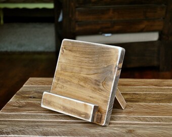Wood Tablet Stand - iPad stand - Cookbook stand - for the Kitchen or Office - Lightly distressed wood - 3 SIZES