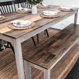 Solid Wood Dining Table: "The Westley" Farmhouse Kitchen Table Set image 7