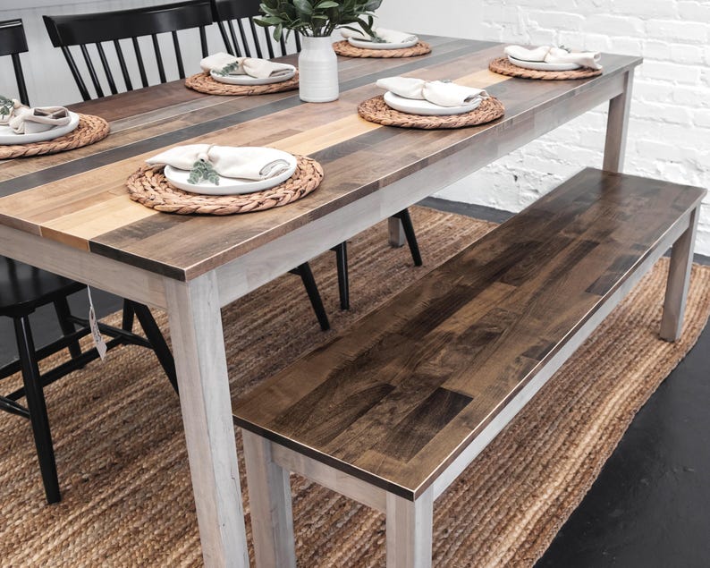 Solid Wood Dining Table: "The Westley" Farmhouse Kitchen Table Set image 7