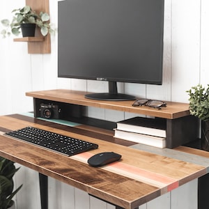 Solid Wood Desk The Jessiah Industrial Modern Design Made In The USA I Customizable Colors zdjęcie 2