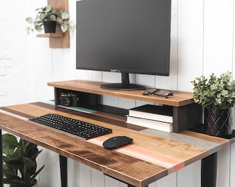 Solid Wood Desk | "The Jessiah" | Industrial Modern Design |  Made In The USA I Customizable Colors