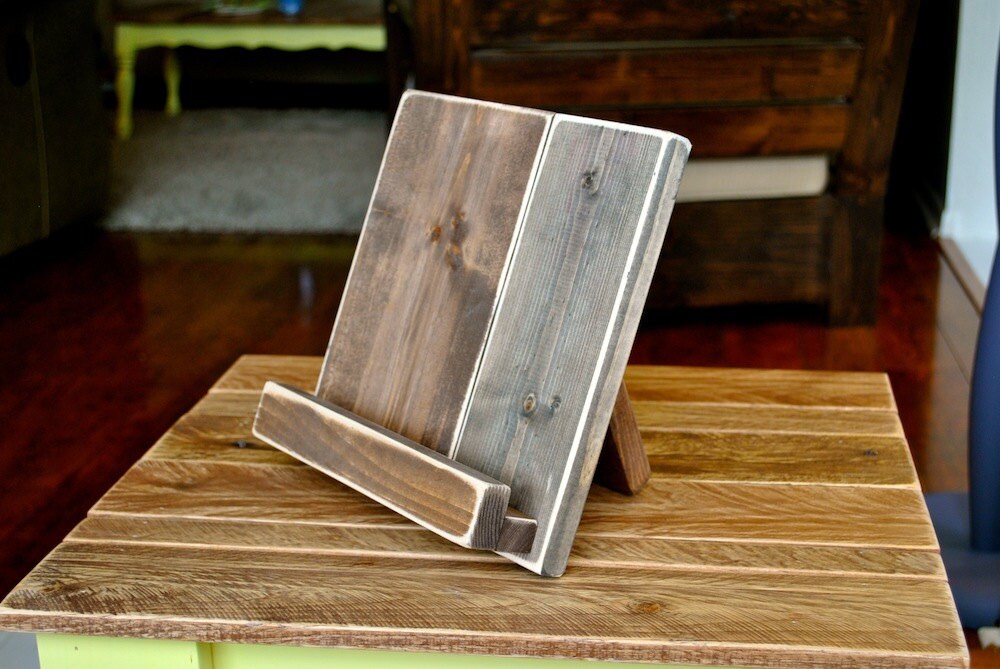 Wood Tablet Or Cookbook Stand For The Kitchen Office Lightly Wood Tablet Or Cookbook Stand For The Kitchen Office Lightly Distressed 3 Sizes Available Ipad