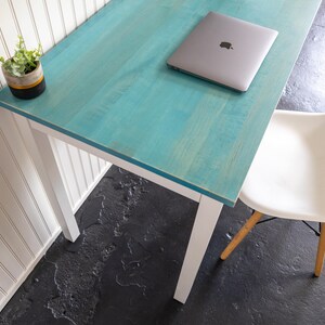Aqua Maple Desk: "The Wren" - Solid Wood Writing Desk, Minimalist Home Office image 6