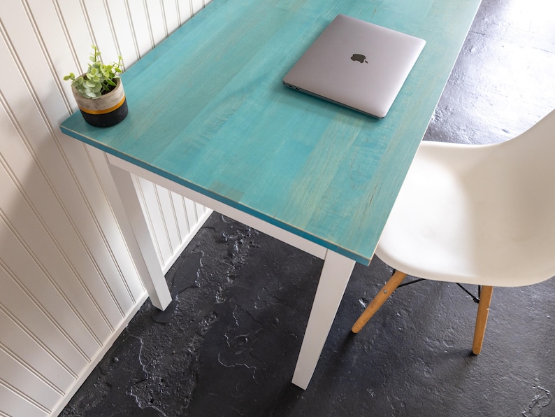 Aqua Maple Desk: "The Wren" - Solid Wood Writing Desk, Minimalist Home Office image 6