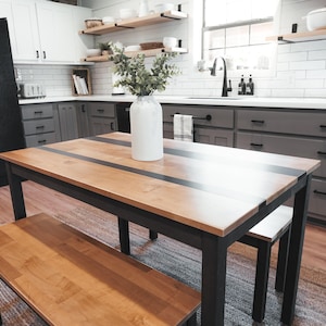 Solid Maple Wood Dining Table: "The Hannah" - Farmhouse Kitchen Set