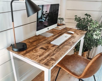 Solid Maple Wood Desk: "The Wren" Minimalist Home Office Laptop Table