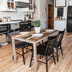 Solid Wood Dining Table: "The Westley" Farmhouse Kitchen Table Set image 2