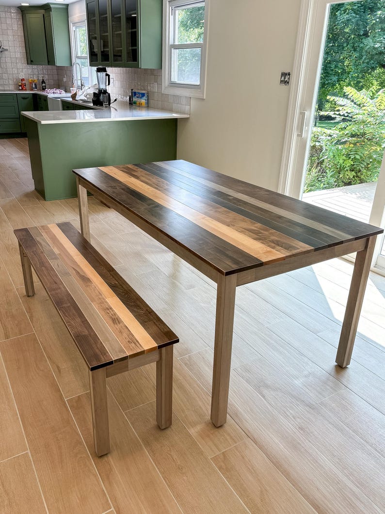 Solid Wood Dining Table: "The Westley" Farmhouse Kitchen Table Set image 6