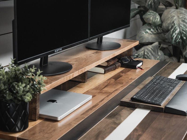 Solid Wood Monitor Stand: Custom Color Desk Riser image 8