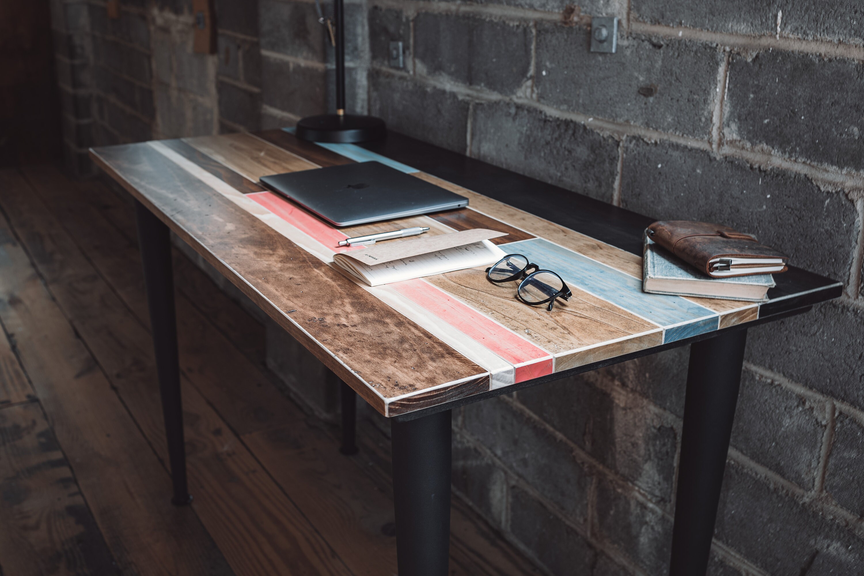 Distressed Colorful Wood Desk