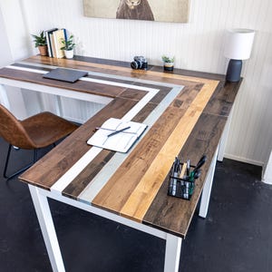 The Willow Handcrafted Solid Maple L-Shaped Corner Desk | Wraparound Reception Table | Made in USA
