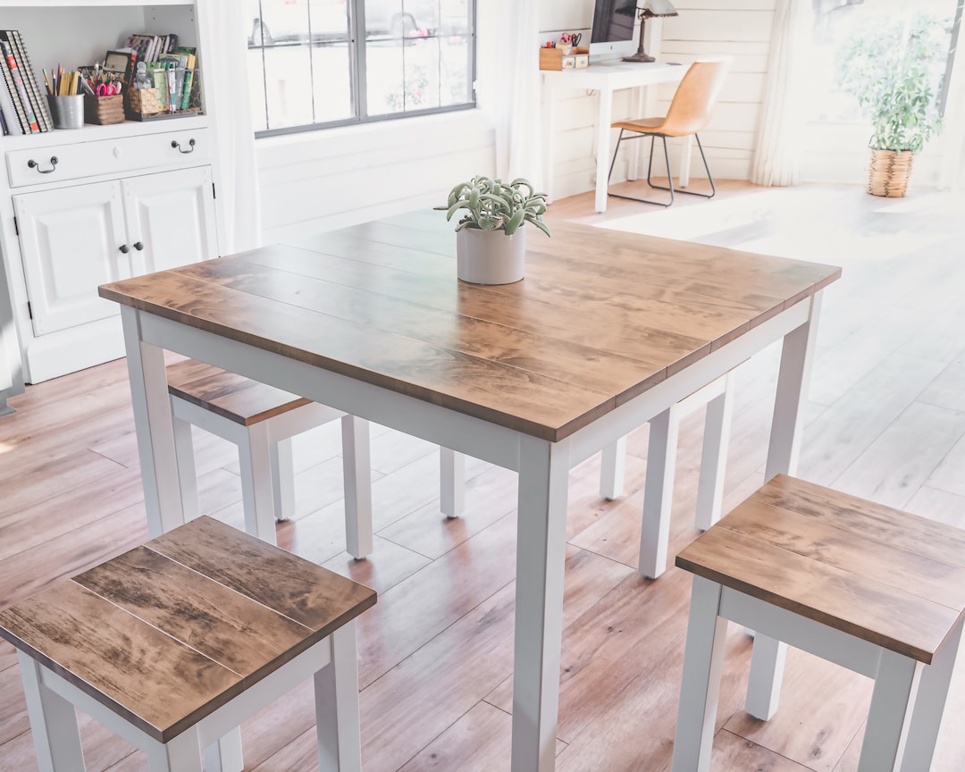 Solid Wood Dining Table the Lyla Farmhouse Kitchen Table Square Table Set Small Kitchen Table Breakfast Table Dinette Etsy Canada
