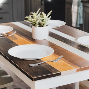 Handmade Maple Farmhouse Dining Table Set: "The Willow" Multi-Color Kitchen Table image 6