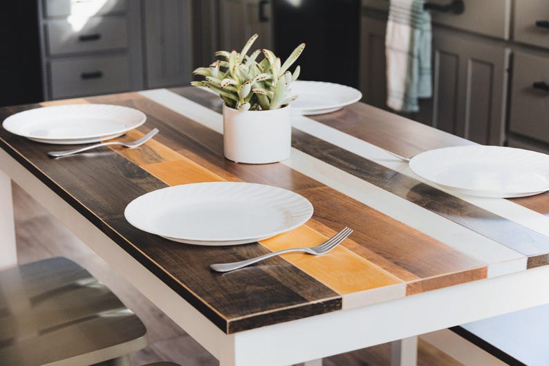 Handmade Maple Farmhouse Dining Table Set: "The Willow" Multi-Color Kitchen Table image 6