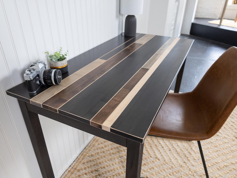 Maple Color Desk Solid Maple Wood Desk: Modern Industrial -