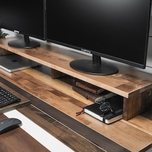 Solid Wood Monitor Stand: Custom Color Desk Riser image 2