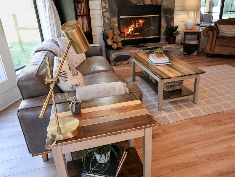 The Westley Modern Farmhouse Solid Wood Coffee Table with Storage Shelf - Rustic Living Room Furniture image 5