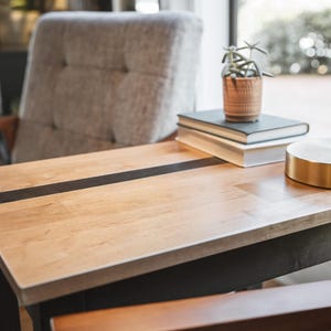 Handmade Solid Maple Wood Side Table with Shelf: "The Tristan" Modern Farmhouse Accent Table