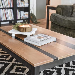 Solid Wood Coffee Table: "The Hannah" Modern Farmhouse Living Room Table in Maple