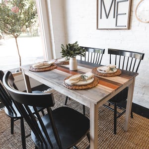 Solid Wood Dining Table: &quot;The Quillton&quot; Farmhouse Kitchen Table Set, Sustainably Sourced