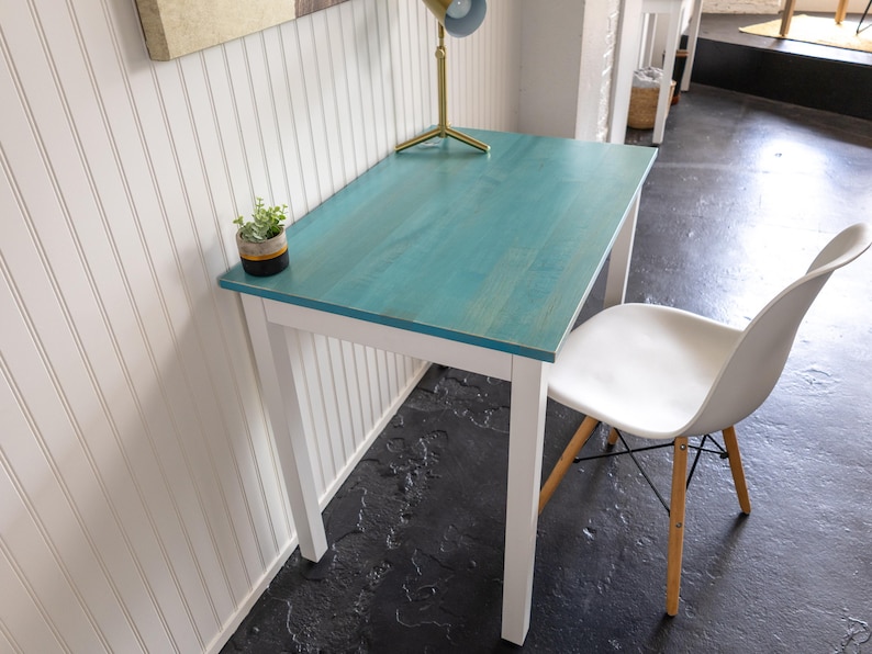 Aqua Maple Desk: "The Wren" - Solid Wood Writing Desk, Minimalist Home Office image 7