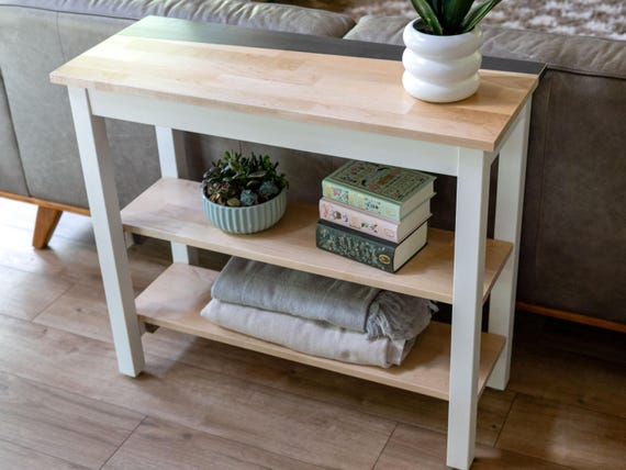 Handmade Maple Entryway Table: "The Mae" Modern Farmhouse Console Sofa Table with Shelf