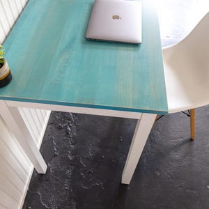 Aqua Maple Desk: "The Wren" - Solid Wood Writing Desk, Minimalist Home Office image 4