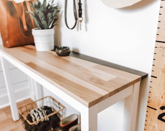 Handmade Maple Entryway Table: "The Mae" Modern Farmhouse Console Sofa Table