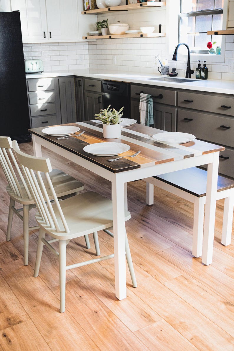 Handmade Maple Farmhouse Dining Table Set: "The Willow" Multi-Color Kitchen Table image 5