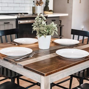 Solid Wood Square Dining Table: "The Westley" Modern Farmhouse Kitchen Table