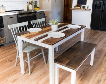 Handmade Maple Farmhouse Dining Table Set: "The Willow" Multi-Color Kitchen Table