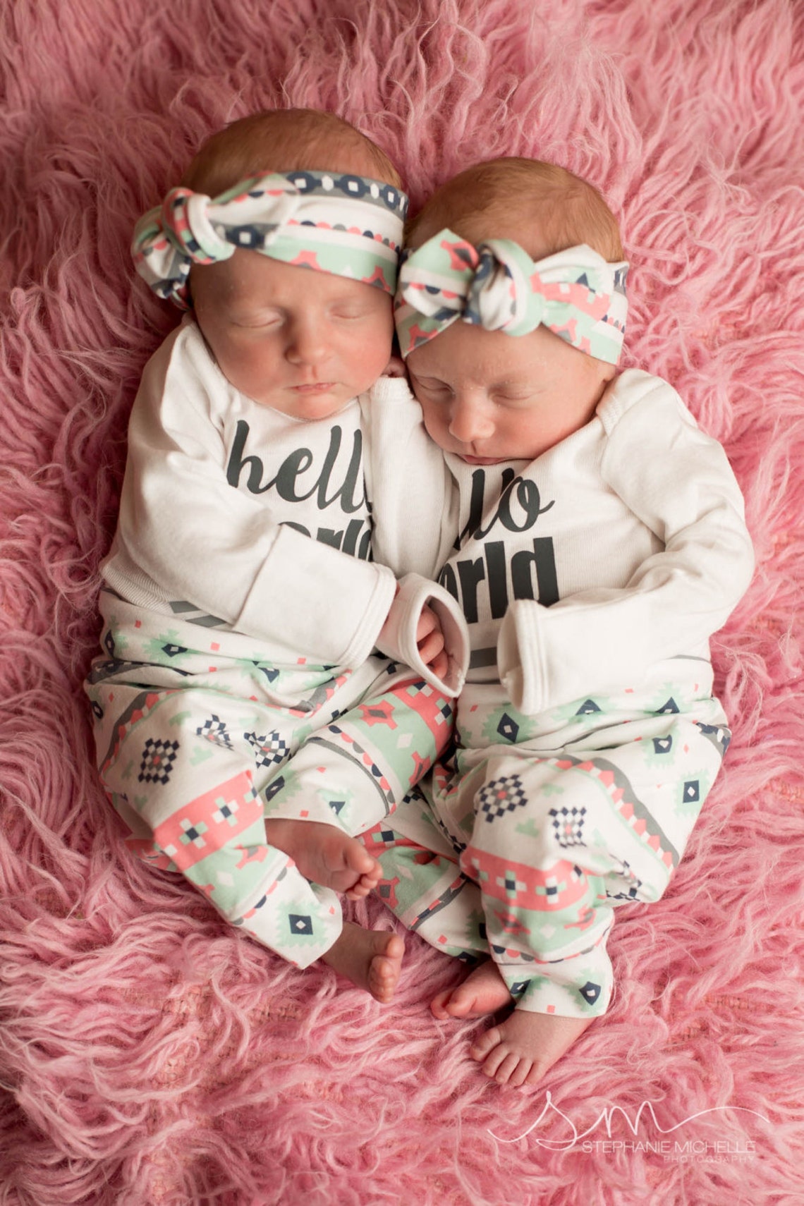 Newborn Girl clothes coming home outfit Pink Mint Charcoal Etsy