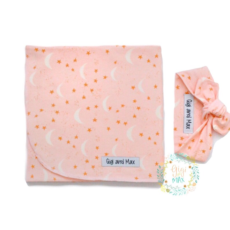 Baby girl swaddle blanket Pink Moon and Stars newborn swaddle Etsy