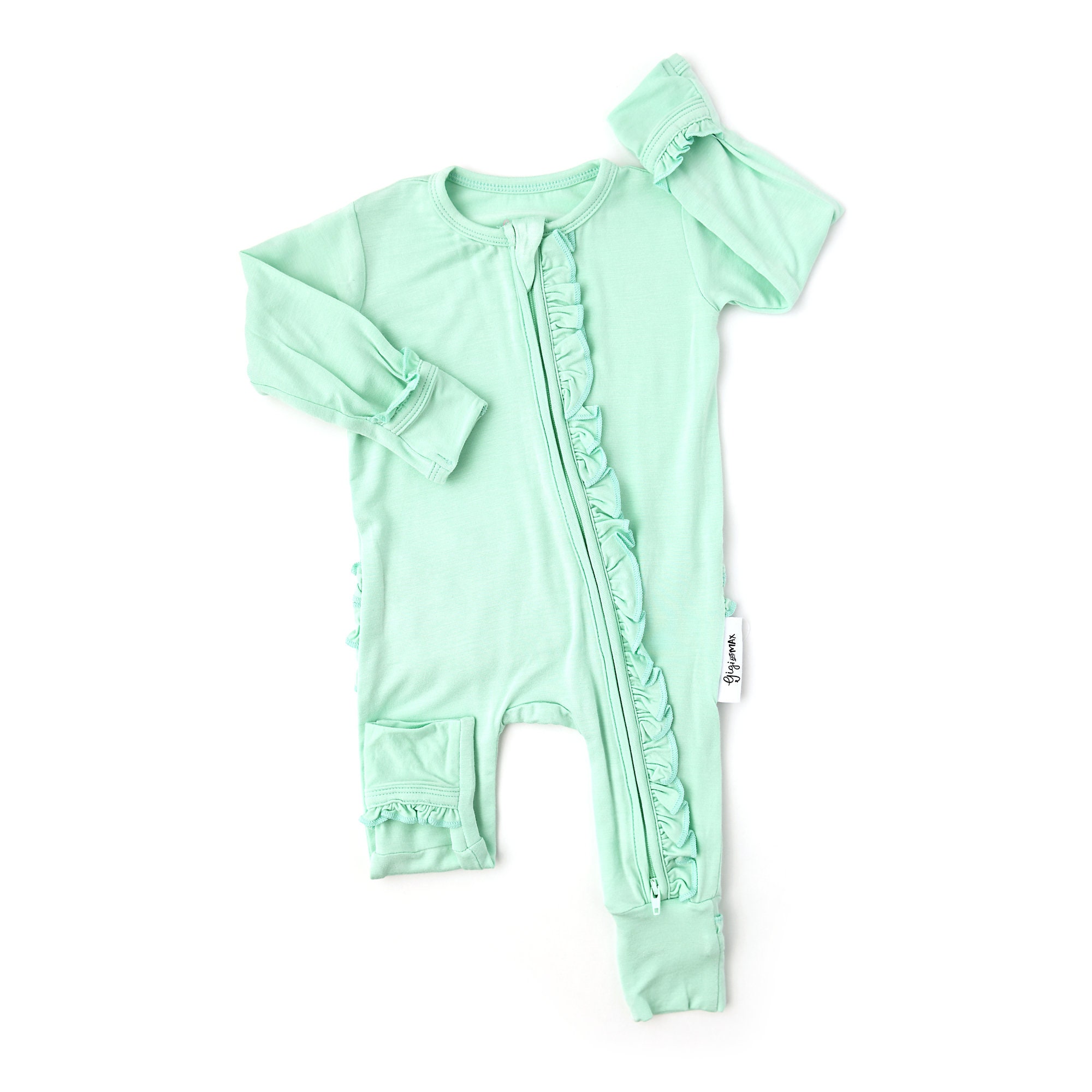 Zip romper Mint Finley ruffle 2 way zip zippered outfit | Etsy