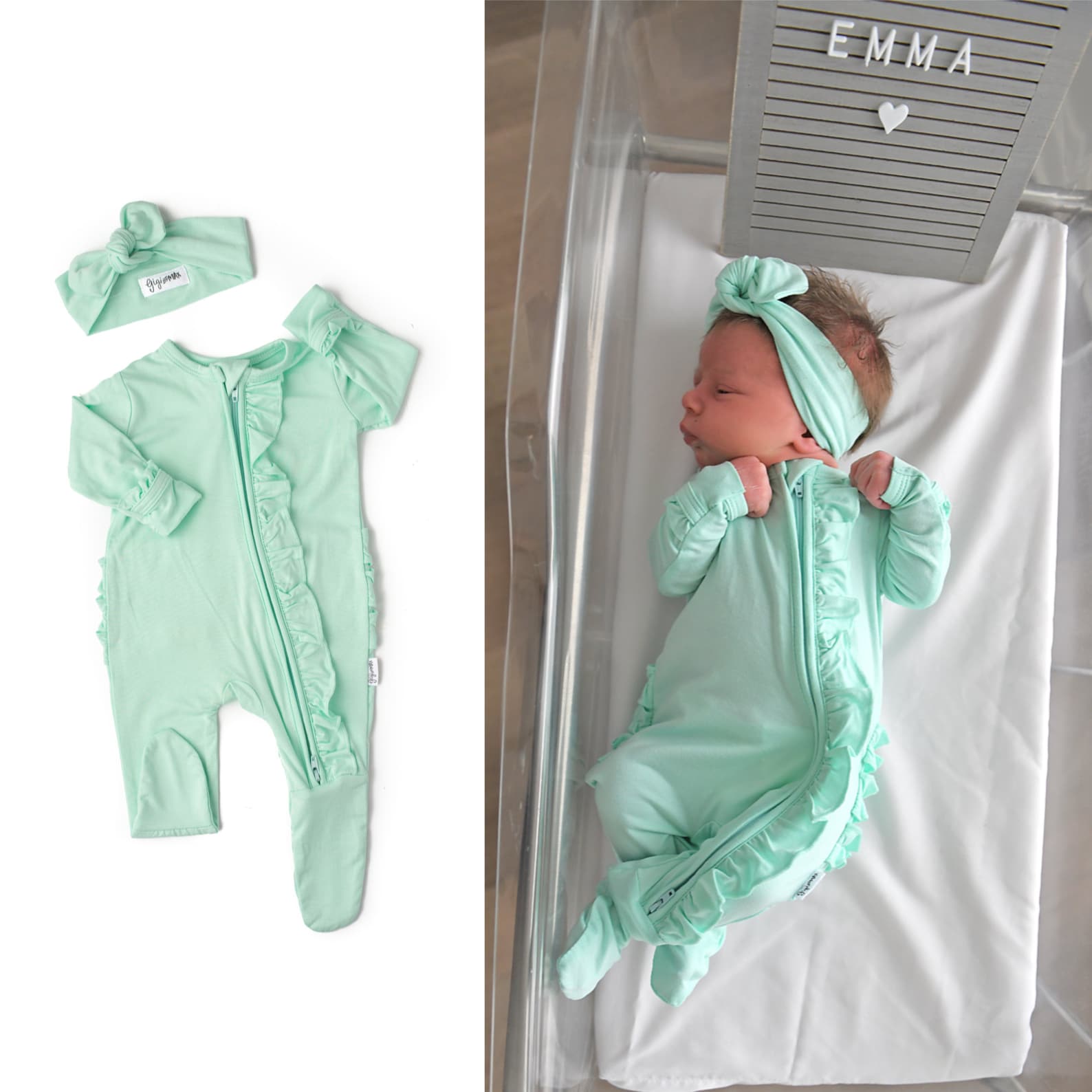 Baby girl going home outfit ruffle zipper sleeper newborn Etsy