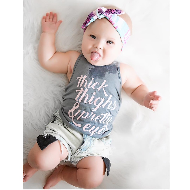 Thick Thighs & Pretty Eyes tank top for baby girl the | Etsy