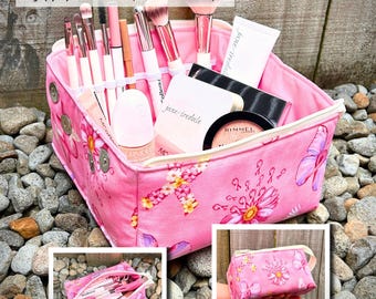 Patrón de costura para organizador de maquillaje Be You: DOS tamaños, bolsillo con cremallera, bolso versátil (patrón en PDF)