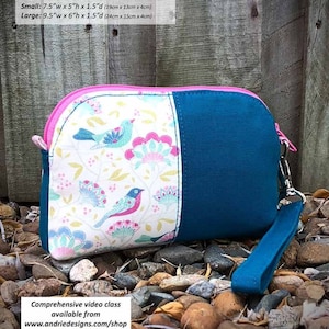Gemma Carryall Pouch Pattern: Small Zipper Bag with Wrist Strap (PDF Pattern)