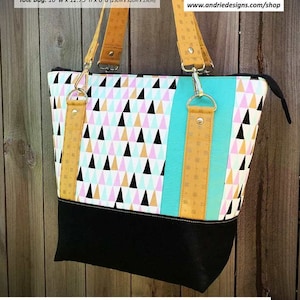 Classic Carryall Handbag & Tote Pattern: 2 Bag Sizes, Shoulder Straps (PDF Pattern)