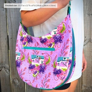 All Zipped Up Hobo Bag Pattern: Zippered Tote, Shoulder Bag with Pockets (PDF Pattern)