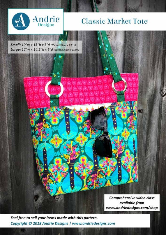 Classic Market Tote Pattern: Shoulder Bag with Pockets (PDF Pattern)