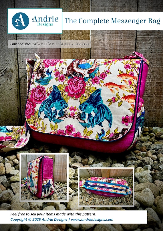 Complete Messenger Bag Sewing Pattern: Multiple Zipper Pockets and MORE! (PDF Pattern)