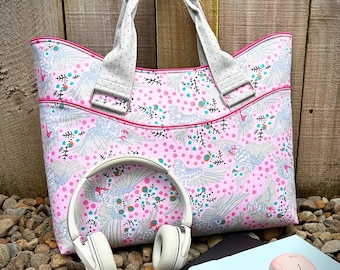 Patrón de bolso para portátil Everyday Chic: Bolso tote femenino con cremallera y bolsillos (Patrón en PDF)
