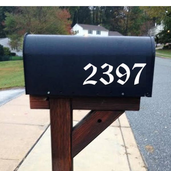 Mailbox Adresse Zahlen Aufkleber - Alte gotische Schrift - (Die Kosten gelten für bis zu 4 Zahlen) - Schlafzimmer/Wohnkultur/Auto/LKW/Computer/Telefon/Laptop Aufkleber